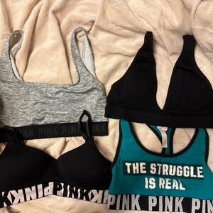 Lot of 4 pink sports bras all size small